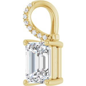 14K Yellow Gold 8.5x6.5 mm Emerald Pendant Mounting – image 3