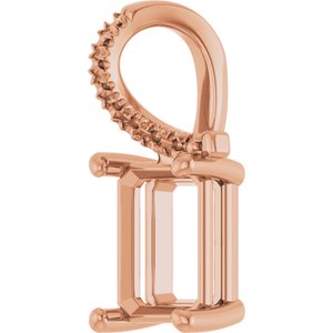 18K Rose Gold 8.5x6.5 mm Emerald Pendant Mounting – image 4