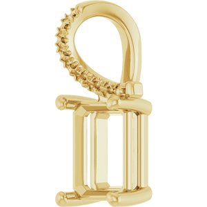 14K Yellow Gold 8.5x6.5 mm Emerald Pendant Mounting – image 4