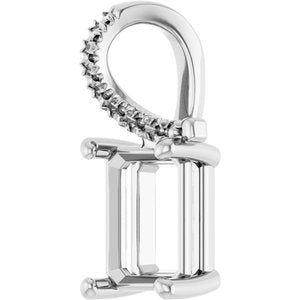 14K White Gold 8.5x6.5 mm Emerald Pendant Mounting – image 4