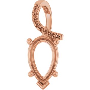 14K Rose Gold 12x7.5 mm Pear Pendant Mounting – image 2