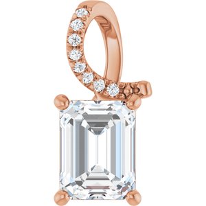 10K Rose Gold 8.5x6.5 mm Emerald Pendant Mounting