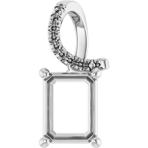 14K X1 White Gold 8.5x6.5 mm Emerald Pendant Mounting – image 2