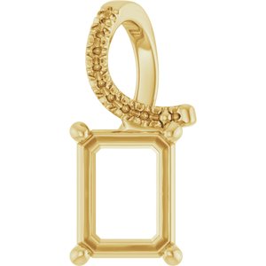 14K Yellow Gold 8.5x6.5 mm Emerald Pendant Mounting – image 2