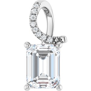 10K White Gold 8.5x6.5 mm Emerald Pendant Mounting