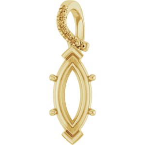 18K Yellow Gold 15x7 mm Marquise Pendant Mounting – image 2