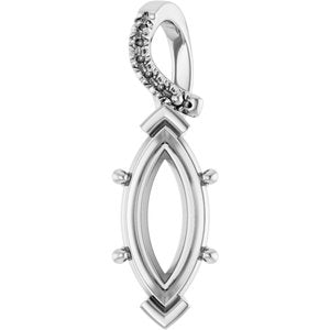 18K White Gold 15x7 mm Marquise Pendant Mounting – image 2