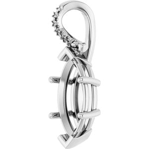 14K White Gold 15x7 mm Marquise Pendant Mounting – image 4