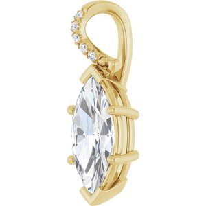 14K Yellow Gold 15x7 mm Marquise Pendant Mounting – image 3