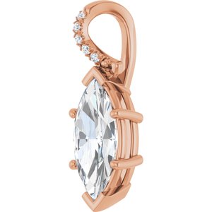 18K Rose Gold 15x7 mm Marquise Pendant Mounting – image 3