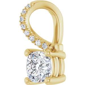18K Yellow Gold 5x5 mm Cushion Pendant Mounting – image 3