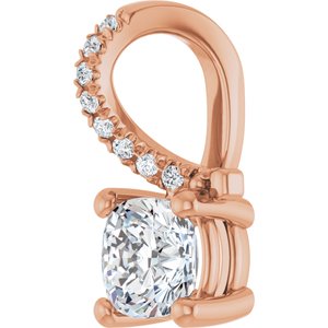 18K Rose Gold 5x5 mm Cushion Pendant Mounting – image 3