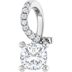 14K White Gold 5x5 mm Cushion Pendant Mounting