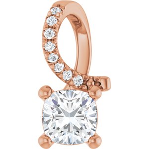 10K Rose Gold 5x5 mm Cushion Pendant Mounting