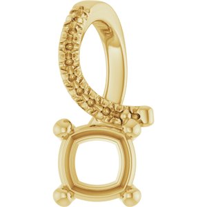 18K Yellow Gold 5x5 mm Cushion Pendant Mounting – image 2