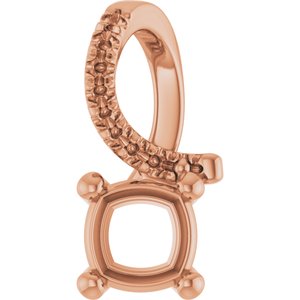 18K Rose Gold 5x5 mm Cushion Pendant Mounting – image 2