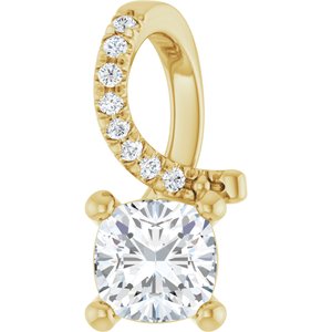 18K Yellow Gold 5x5 mm Cushion Pendant Mounting