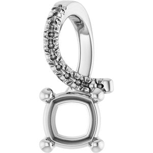 14K White Gold 5x5 mm Cushion Pendant Mounting – image 2