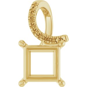 18K Yellow Gold 7x7 mm Square Pendant Mounting – image 2