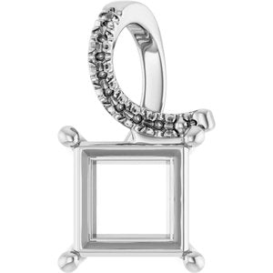 18K White Gold 7x7 mm Square Pendant Mounting – image 2