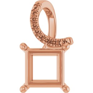 14K Rose Gold 7x7 mm Square Pendant Mounting – image 2
