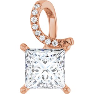 14K Rose Gold 7x7 mm Square Pendant Mounting