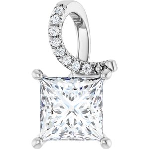 Platinum 7x7 mm Square Pendant Mounting