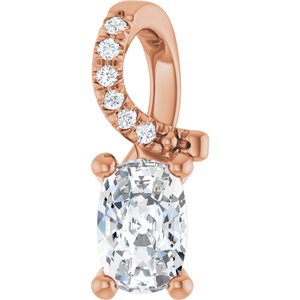 10K Rose Gold 6x4 mm Elongated Cushion Pendant Mounting