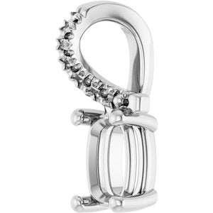 10K White Gold 6x4 mm Elongated Cushion Pendant Mounting – image 4