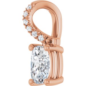 18K Rose Gold 6x4 mm Elongated Cushion Pendant Mounting – image 3
