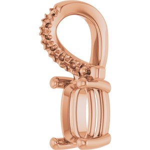 14K Rose Gold 6x4 mm Elongated Cushion Pendant Mounting – image 4