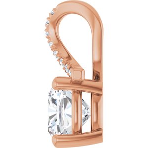 10K Rose Gold 7x7 mm Cushion Pendant Mounting – image 5