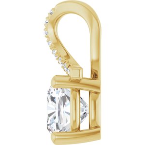 10K Yellow Gold 7x7 mm Cushion Pendant Mounting – image 5