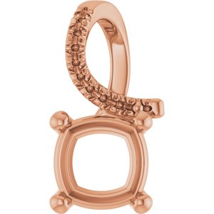 14K Rose Gold 7x7 mm Cushion Pendant Mounting – image 2