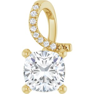 18K Yellow Gold 7x7 mm Cushion Pendant Mounting