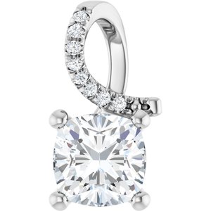 10K White Gold 7x7 mm Cushion Pendant Mounting