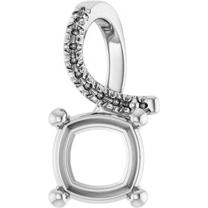 14K White Gold 7x7 mm Cushion Pendant Mounting – image 2
