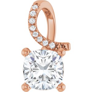 10K Rose Gold 7x7 mm Cushion Pendant Mounting