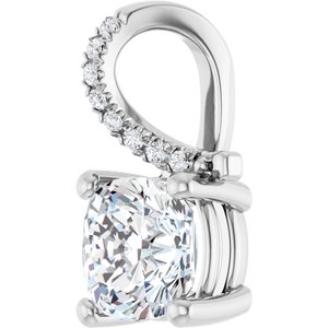10K White Gold 7x7 mm Cushion Pendant Mounting – image 3