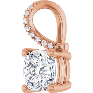 14K Rose Gold 7x7 mm Cushion Pendant Mounting – image 3