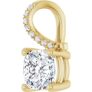 10K Yellow Gold 7x7 mm Cushion Pendant Mounting – image 3