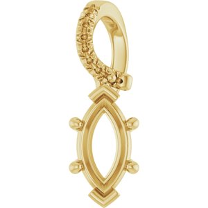 10K Yellow Gold 8.5x4.5 mm Marquise Pendant Mounting – image 2