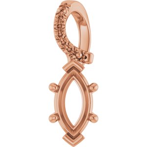 18K Rose Gold 8.5x4.5 mm Marquise Pendant Mounting – image 2