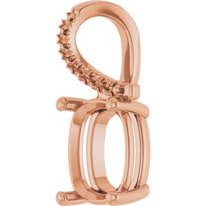 14K Rose Gold 10x8 mm Elongated Cushion Pendant Mounting – image 4
