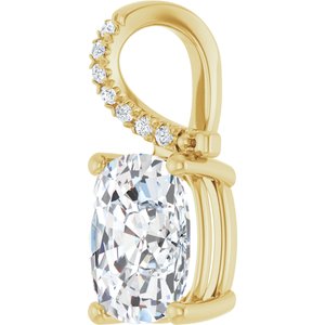10K Yellow Gold 10x8 mm Elongated Cushion Pendant Mounting – image 3