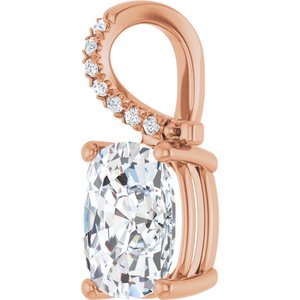 14K Rose Gold 10x8 mm Elongated Cushion Pendant Mounting – image 3