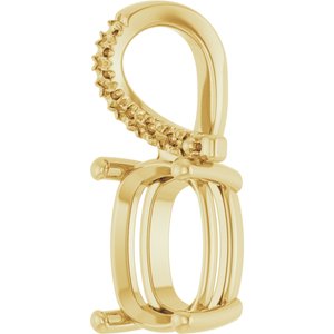 18K Yellow Gold 10x8 mm Elongated Cushion Pendant Mounting – image 4