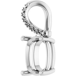 14K X1 White Gold 10x8 mm Elongated Cushion Pendant Mounting – image 4