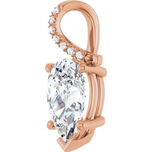 18K Rose Gold 13x8 mm Pear Pendant Mounting – image 3