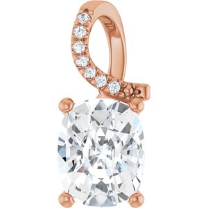 14K Rose Gold 10x8 mm Elongated Cushion Pendant Mounting